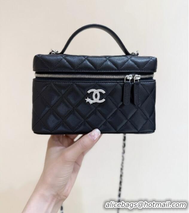 Most Popular Chanel Shiny Grained Calfskin Vanity with Chain and Star AP4854 Black 2025 Top Quality