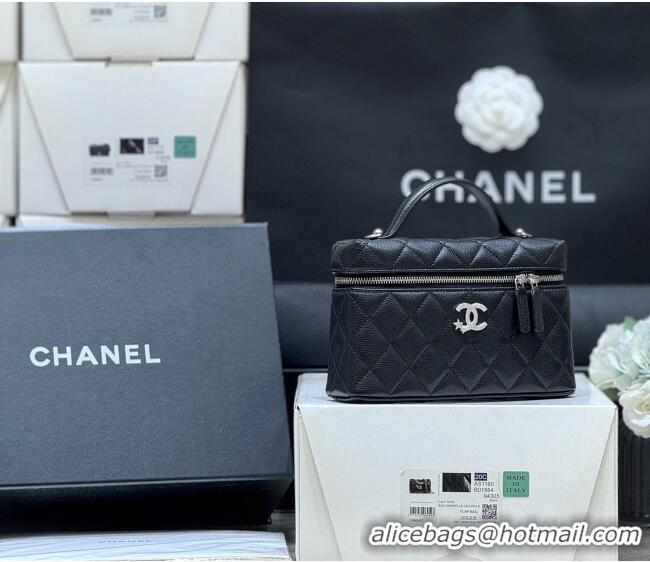 Most Popular Chanel Shiny Grained Calfskin Vanity with Chain and Star AP4854 Black 2025 Top Quality