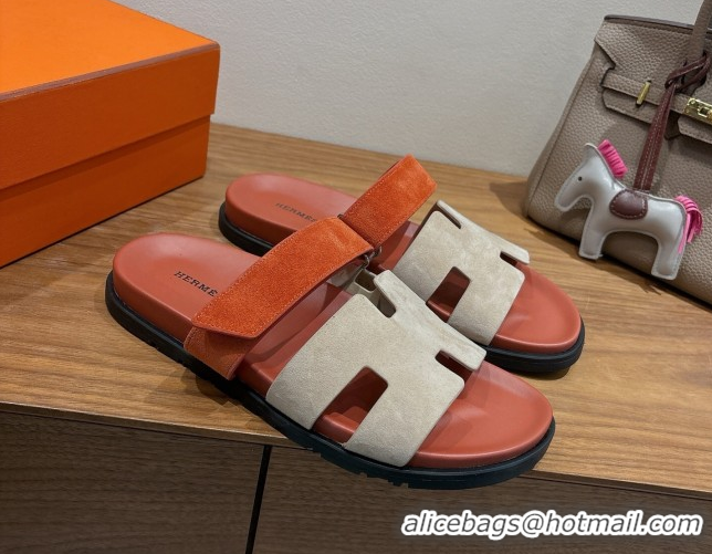 Best Luxury Hermes Chypre Slide Sandals in Suede Brown/Beige 2025 H082008 0820076