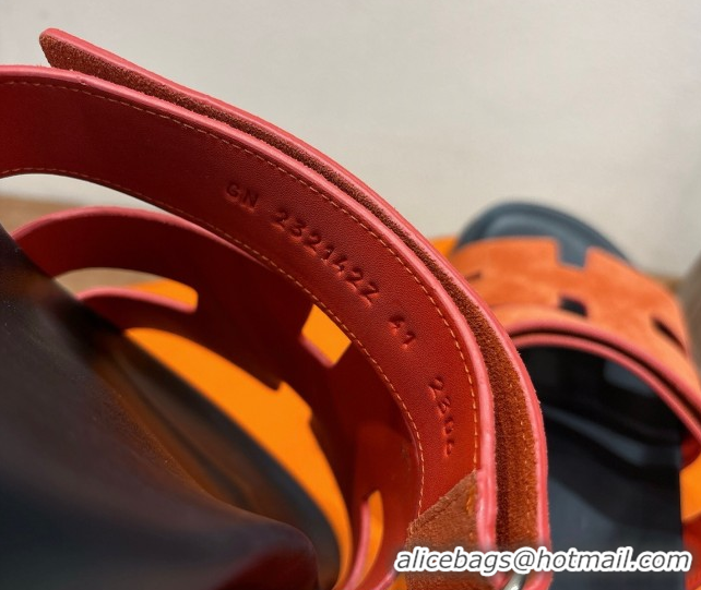 Design Cheap Hermes Chypre Slide Sandals in Suede Orange H082008 0820079