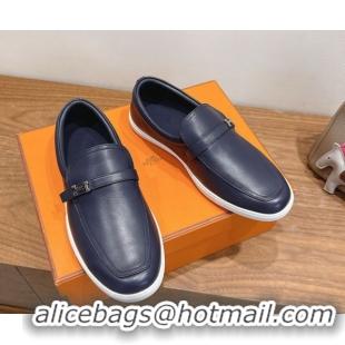 Best Product Hermes Like Loafers in Smooth Calfskin Dark Blue 2025 H082009 0820094