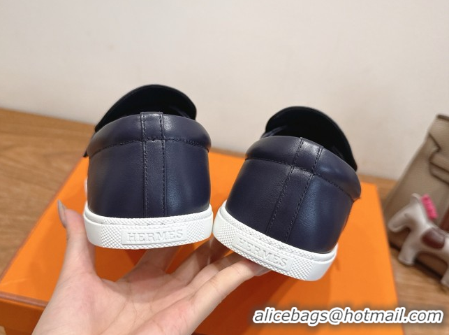 Best Product Hermes Like Loafers in Smooth Calfskin Dark Blue 2025 H082009 0820094