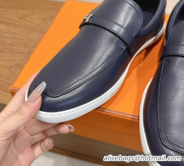 Best Product Hermes Like Loafers in Smooth Calfskin Dark Blue 2025 H082009 0820094