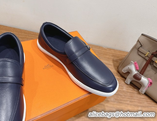 Best Product Hermes Like Loafers in Smooth Calfskin Dark Blue 2025 H082009 0820094