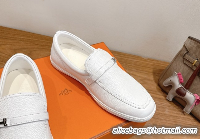 Purchase Hermes Like Loafers in Grained Calfskin White 2025 H082009 0820096