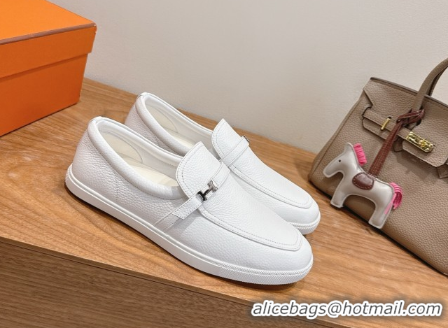 Purchase Hermes Like Loafers in Grained Calfskin White 2025 H082009 0820096