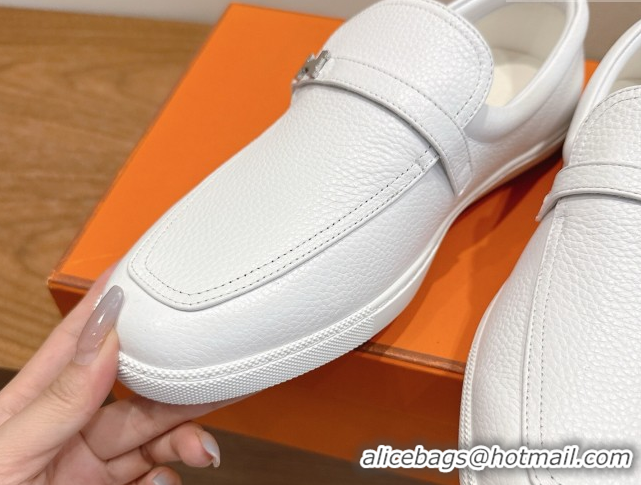 Purchase Hermes Like Loafers in Grained Calfskin White 2025 H082009 0820096