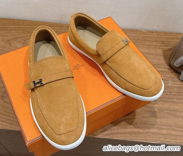 Best Grade Hermes Like Loafers in Suede Yellow 2025 H082009 0820103