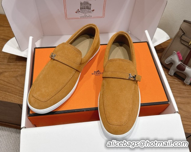 Best Grade Hermes Like Loafers in Suede Yellow 2025 H082009 0820103