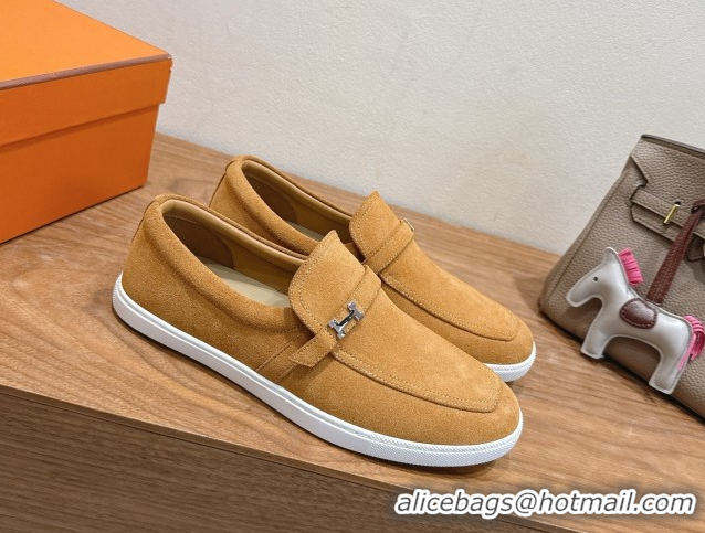 Best Grade Hermes Like Loafers in Suede Yellow 2025 H082009 0820103