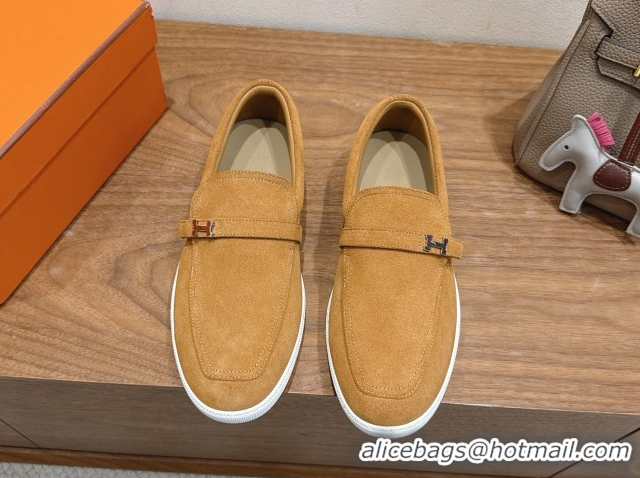 Best Grade Hermes Like Loafers in Suede Yellow 2025 H082009 0820103