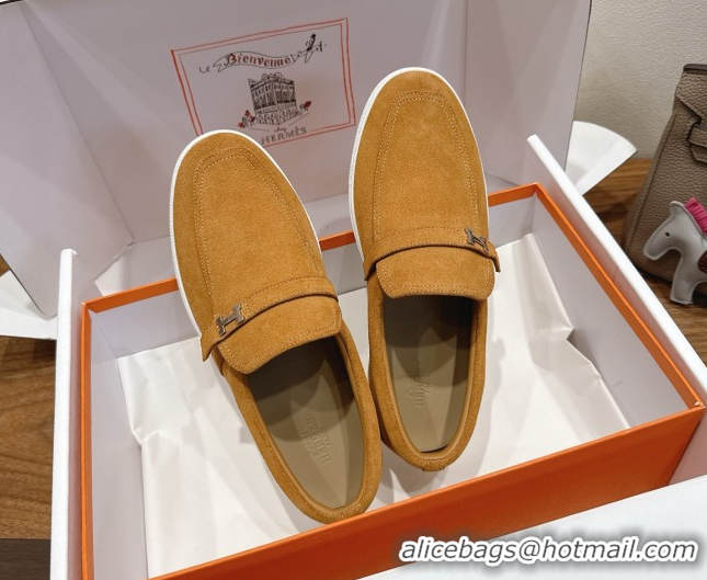 Best Grade Hermes Like Loafers in Suede Yellow 2025 H082009 0820103