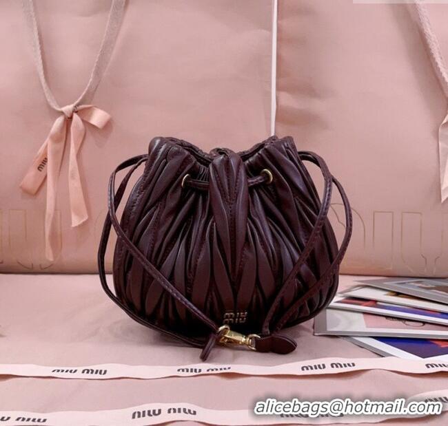 Good Taste Miu Miu Matelasse Nappa Leather Pouch 5ND022 Burgundy 2025