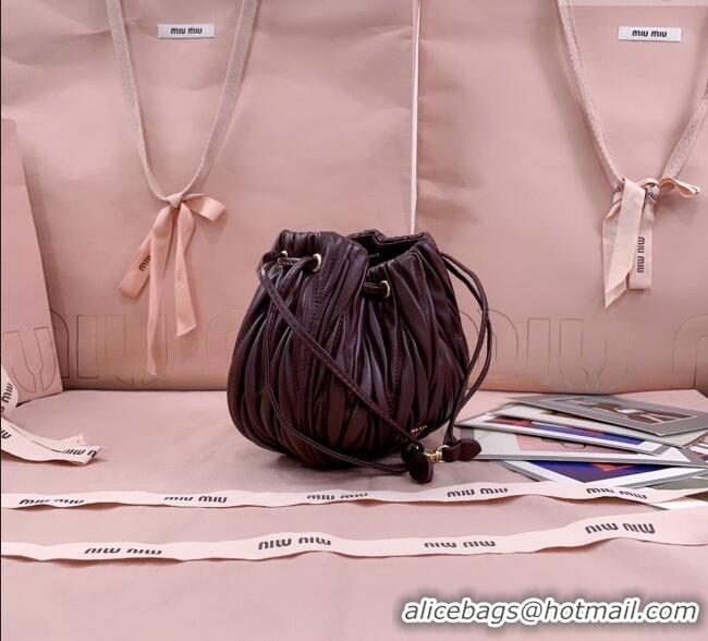 Good Taste Miu Miu Matelasse Nappa Leather Pouch 5ND022 Burgundy 2025