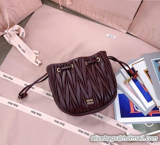 Good Taste Miu Miu Matelasse Nappa Leather Pouch 5ND022 Burgundy 2025