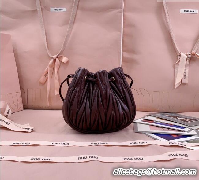 Good Taste Miu Miu Matelasse Nappa Leather Pouch 5ND022 Burgundy 2025