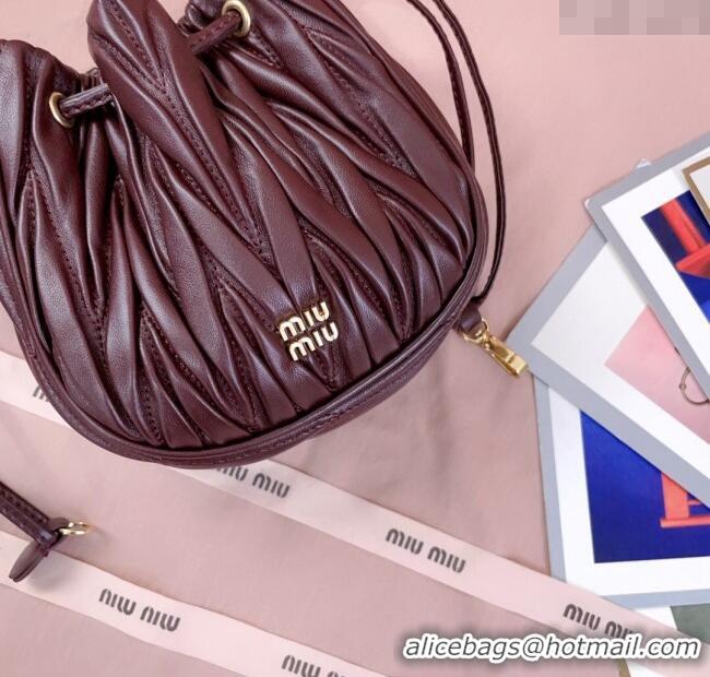Good Taste Miu Miu Matelasse Nappa Leather Pouch 5ND022 Burgundy 2025