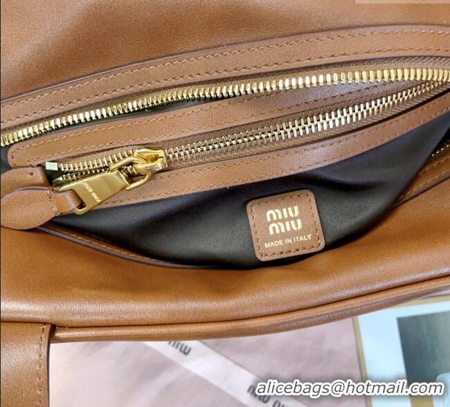Grade Design Miu Miu Leather Top-Handle Bag 5BB182 Cognac Brown 2025