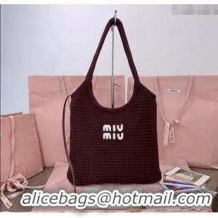 Famous Brand Miu Miu Knit Tote Bag 5BG231 Brown 2025