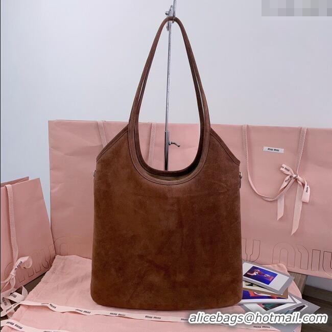 Promotional Miu Miu Suede Tote Bag 5BG231 Brown 2025