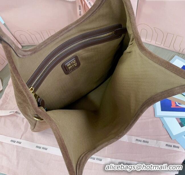 Promotional Miu Miu Suede Tote Bag 5BG231 Brown 2025