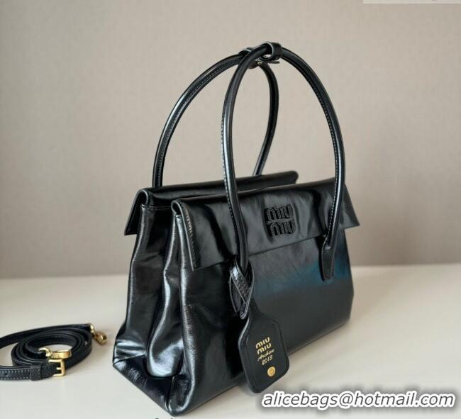 Famous Brand Miu Miu Solitaire leather bag 5BA302 Black 2025