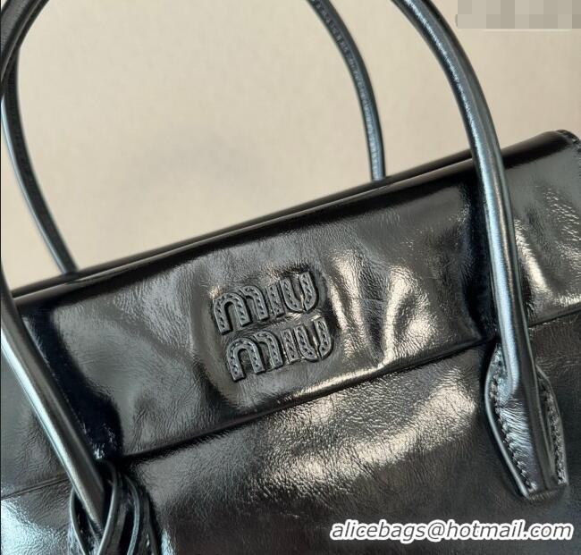 Famous Brand Miu Miu Solitaire leather bag 5BA302 Black 2025
