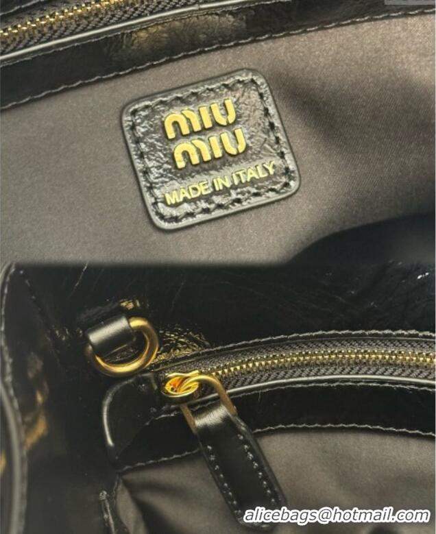 Famous Brand Miu Miu Solitaire leather bag 5BA302 Black 2025