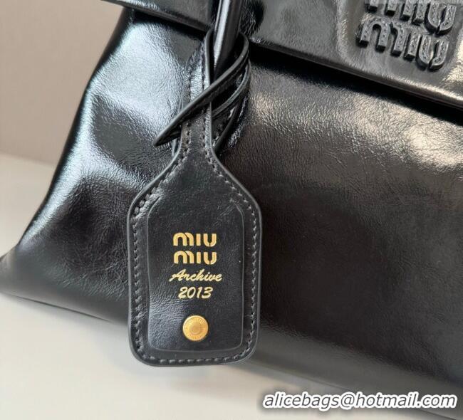 Famous Brand Miu Miu Solitaire leather bag 5BA302 Black 2025