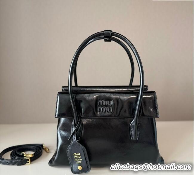 Famous Brand Miu Miu Solitaire leather bag 5BA302 Black 2025