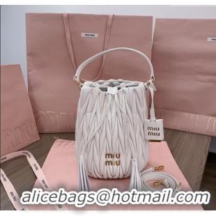 Top Quality Miu Miu Matelasse nappa leather bucket bag 5BE084 White 2025
