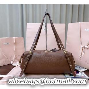 Well Crafted Miu Miu Lambskin Leather Shoulder Bag 5BC190 Brown 2025