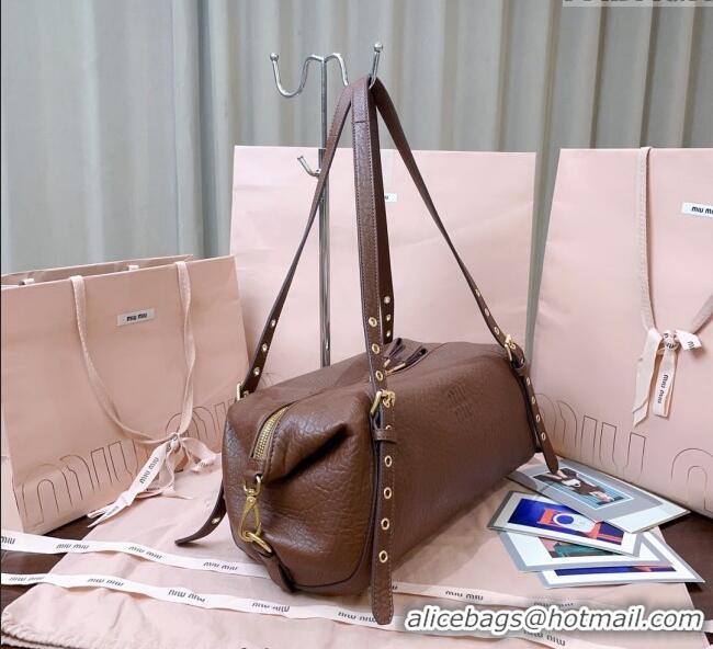 Well Crafted Miu Miu Lambskin Leather Shoulder Bag 5BC190 Brown 2025