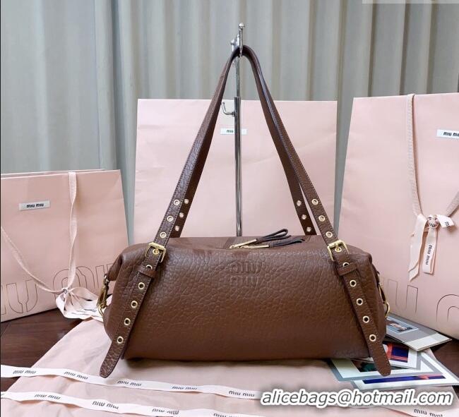 Well Crafted Miu Miu Lambskin Leather Shoulder Bag 5BC190 Brown 2025