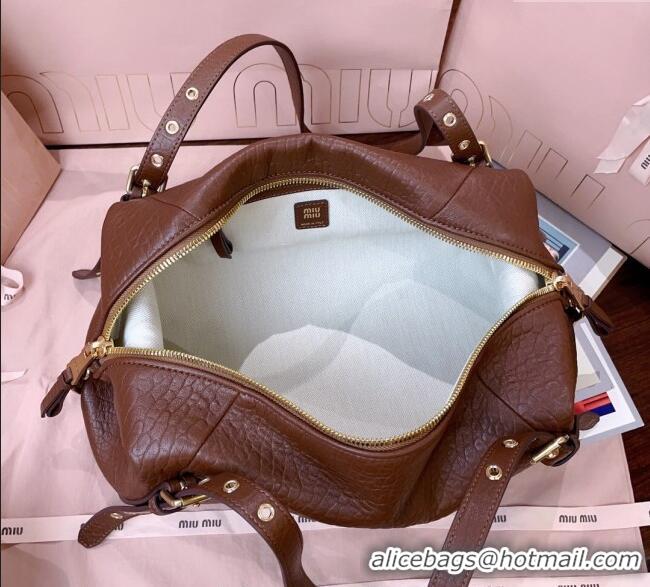 Well Crafted Miu Miu Lambskin Leather Shoulder Bag 5BC190 Brown 2025