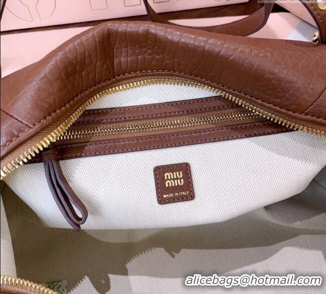Well Crafted Miu Miu Lambskin Leather Shoulder Bag 5BC190 Brown 2025