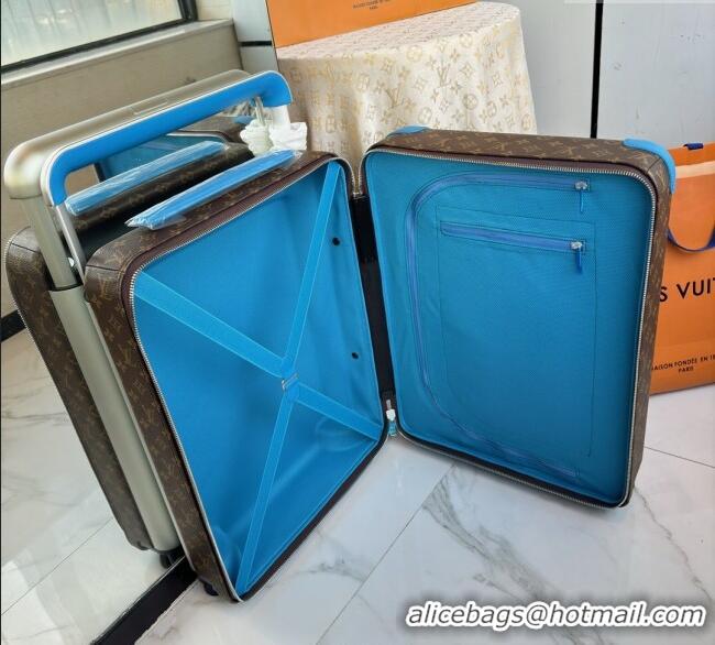 Luxury Cheap Louis Vuitton Horizon 55 Rolling Suitcase Luggage Travel Bag in Monogram Edlipse Canvas L6032 Blue 2025