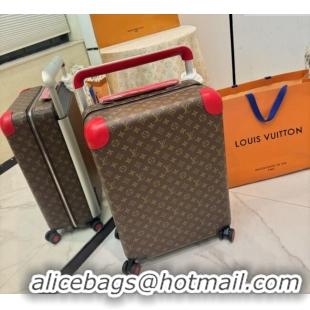Grade Quality Louis Vuitton Horizon 55 Rolling Suitcase Luggage Travel Bag in Monogram Edlipse Canvas L6032 Red 2025