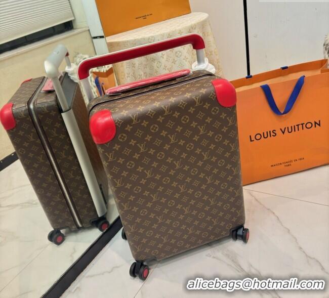 Grade Quality Louis Vuitton Horizon 55 Rolling Suitcase Luggage Travel Bag in Monogram Edlipse Canvas L6032 Red 2025