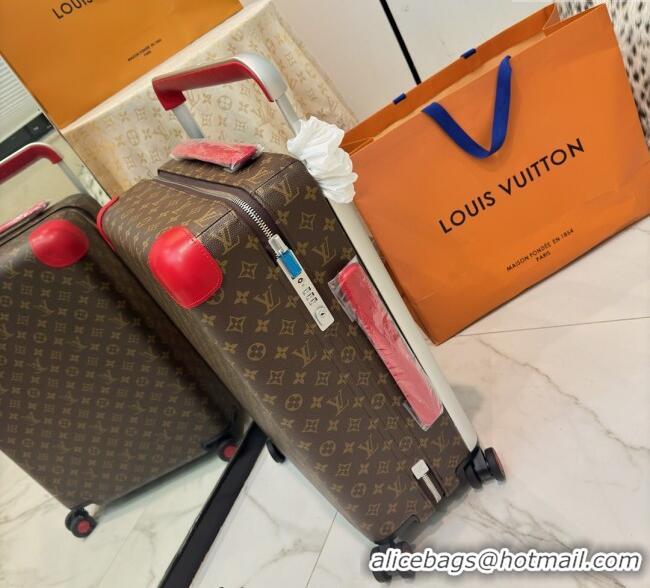 Grade Quality Louis Vuitton Horizon 55 Rolling Suitcase Luggage Travel Bag in Monogram Edlipse Canvas L6032 Red 2025