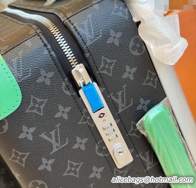 Best Product Louis Vuitton Horizon 55 Rolling Suitcase Luggage Travel Bag in Monogram Edlipse Canvas L6032 Light Green 2