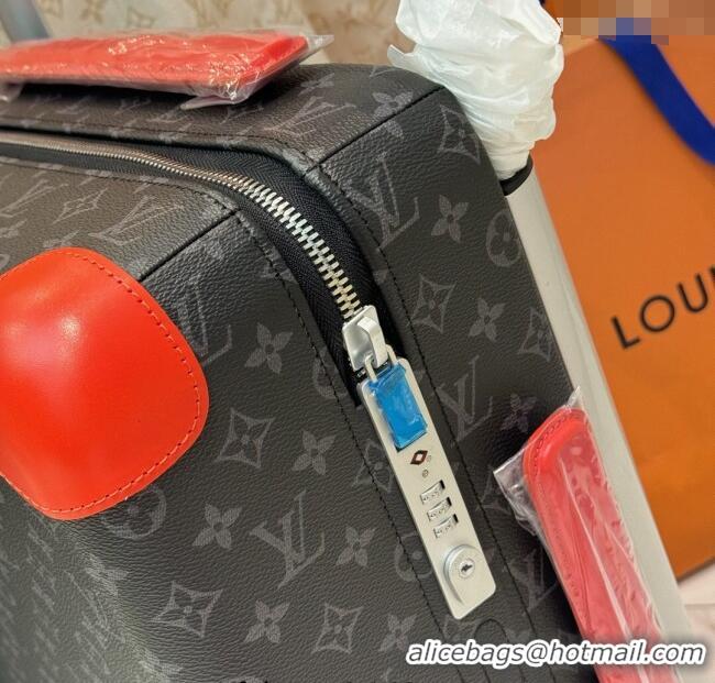Buy Discount Louis Vuitton Horizon 55 Rolling Suitcase Luggage Travel Bag in Monogram Edlipse Canvas L6032 Orange 2025