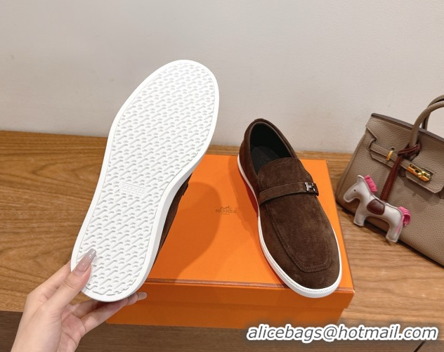 Charming Hermes Like Loafers in Suede Brown 2025 H082009 0820105