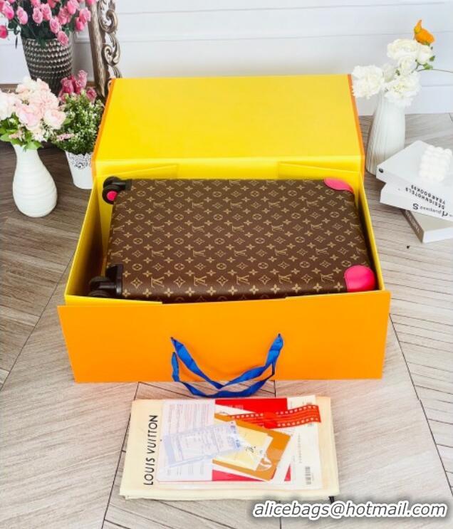 Top Grade Louis Vuitton Horizon 55 Rolling Suitcase Luggage Travel Bag in Monogram Canvas L6032 Dark Pink 2025