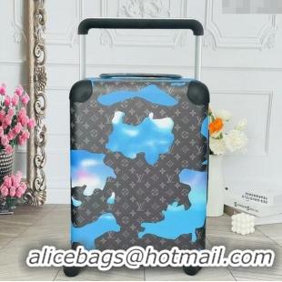 Top Quality Louis Vuitton Horizon 55 Rolling Suitcase Luggage Travel Bag in Printed Monogram Canvas 0926 Black/Blue 2025