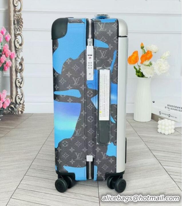 Top Quality Louis Vuitton Horizon 55 Rolling Suitcase Luggage Travel Bag in Printed Monogram Canvas 0926 Black/Blue 2025