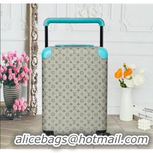 Best Quality Louis Vuitton Horizon 55 Rolling Suitcase Luggage Travel Bag in Monogram Canvas 0926 Grey/Light Blue 2025