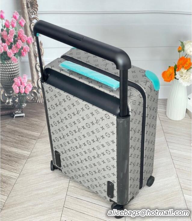 Best Quality Louis Vuitton Horizon 55 Rolling Suitcase Luggage Travel Bag in Monogram Canvas 0926 Grey/Light Blue 2025
