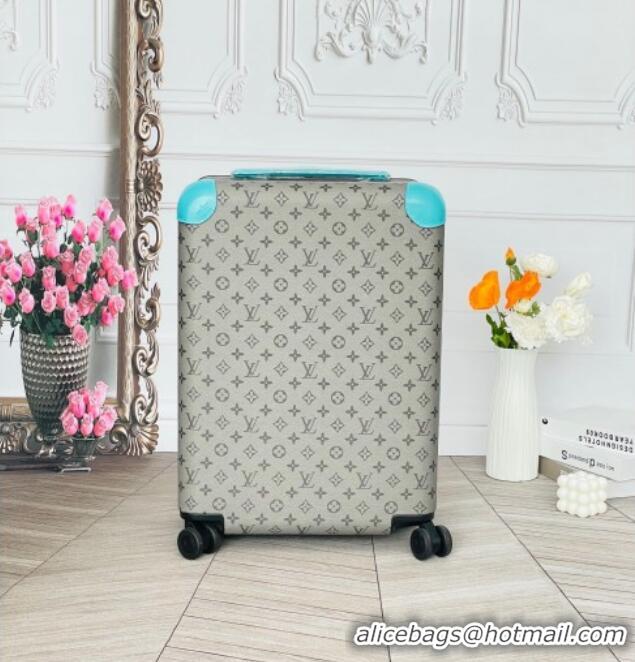Best Quality Louis Vuitton Horizon 55 Rolling Suitcase Luggage Travel Bag in Monogram Canvas 0926 Grey/Light Blue 2025