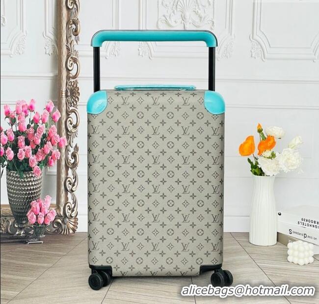 Best Quality Louis Vuitton Horizon 55 Rolling Suitcase Luggage Travel Bag in Monogram Canvas 0926 Grey/Light Blue 2025